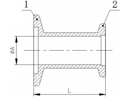 Переходник KF63 - KF40 Цилиндрический (нержавеющая сталь 304)